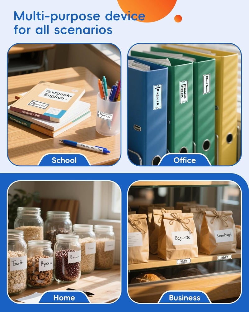 InkWon D110 Label Maker Machine with Tape, Bluetooth Mini Label Maker with Various Templates, Wireless Portable Small Label Printer for Home, Office, School, White - Image 4